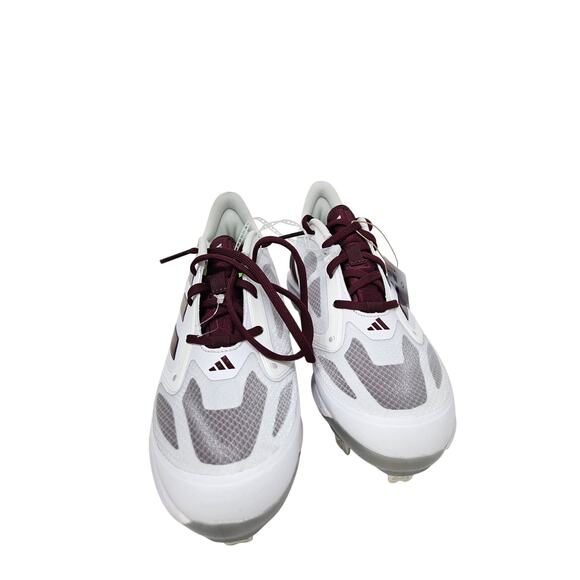 NEW adidas 7.5 Adizero Purehustle 3 Elite Sneaker Cleat Softball White Burgundy - Picture 4 of 7